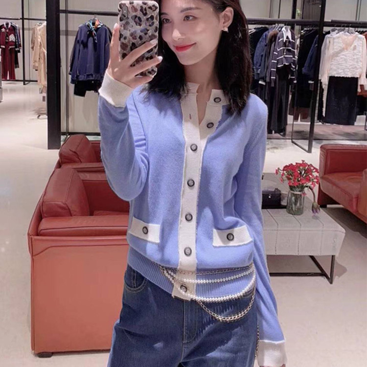 Year Amashinte 2022 spring and autumn new counter small fragrance wool knitted cardigan women's top
