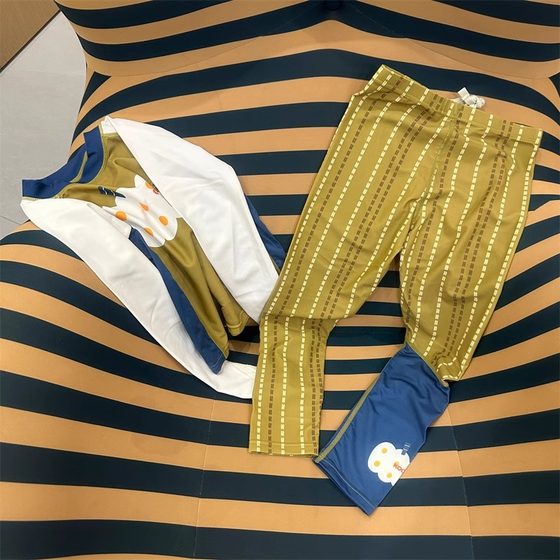 
Men and girls split long sleeves long trousers sun protection quick-drying swimsuits fashionable trendy beach vacation summer swimsuit trendy