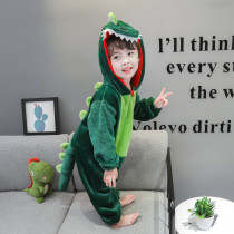 Little Dinosaur Girl Siamese Pajamas Flange Home Service Baby Catoon Winter Catcher