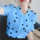 Синяя нижняя в горошек точка (510 коротких рукавов)