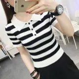 Футболка с коротким рукавом, трикотажная короткая летняя шелковая кукла, новая коллекция, в западном стиле