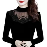 Утепленное кружевное шелковое приятное телу зимнее демисезонное термобелье, лонгслив, в западном стиле