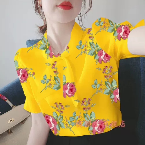 Модная элитная тонкая комфортная рубашка, цветочный принт, в западном стиле, короткий рукав