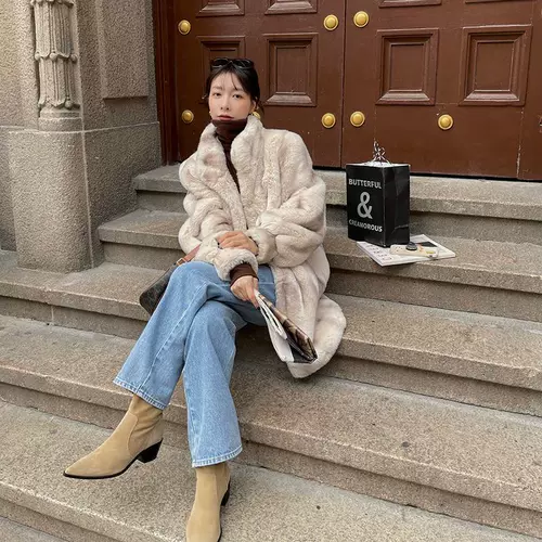 2025 зимняя свободная утолщенная стильная норковая экологически чистая меховая куртка, зимнее пальто, женский нагрудный платок