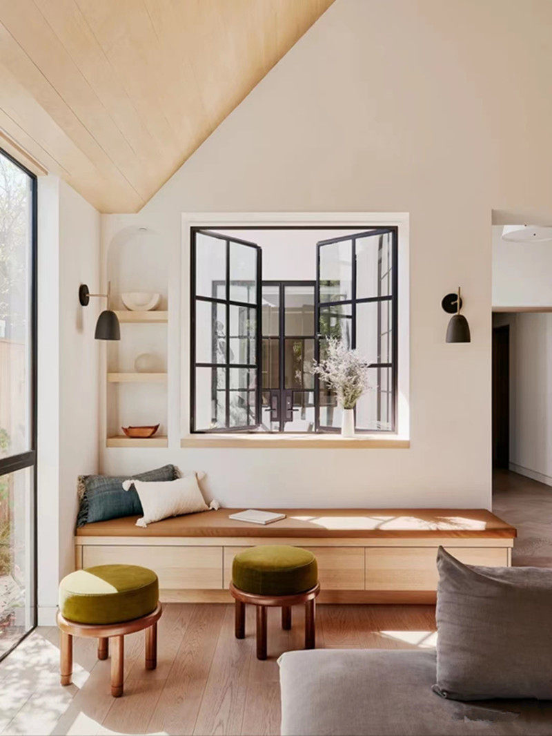 Custom-style American iron art indoor living-room loft lighting grid window partition decorative fake windows Changhong glass-Taobao