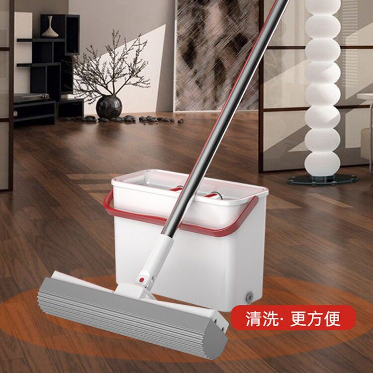 Sponge Mop with Water Absorption for Home Use, Balait 2024 New Model, Large Pva Head, Hands-Free Washing, Comes with Bucket, Cleans in One Sweep