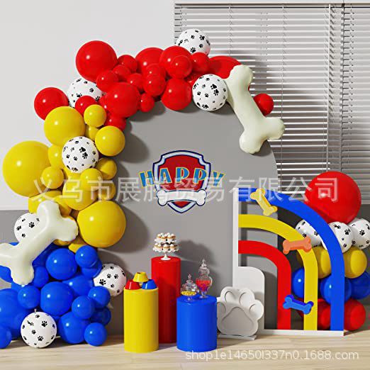 Anniversary Red Yellow Blue Paw Latex Balloons Paw Patrol Themed Birthday Paw Party Decorations