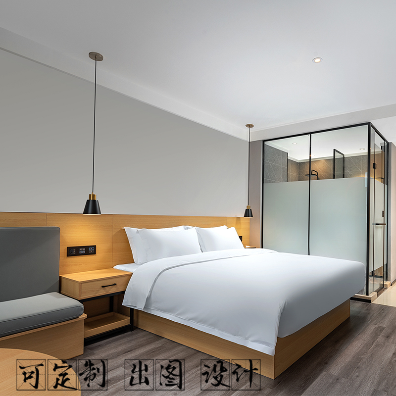 Hotel Guesthouse Furniture Design Quick Boutique Brief Guest Room Apartment Folk Accommodation Double Punctuator Large Bed Complete Custom