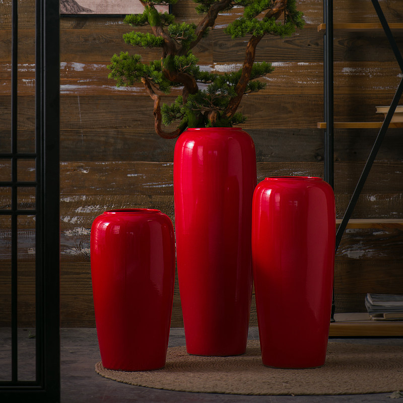 New Chinese wedding supplies new house living room bedroom study decoration wedding room decoration red ceramic floor vase