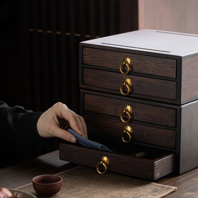 Pu'er tea white tea storage box tea cake box shelf packaging box solid wood high-grade multi-layer drawer tea box tea ceremony tea pot