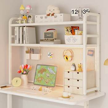 Desktop hole board storage rack desk storage desk bookshelf student computer desk multi-layer iron work station organizing rack