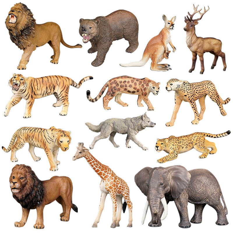 Children's Toys Simulated Wild Animal Models Elephant Tiger Lion Panda Zebra Set Baby Early Education Cognition