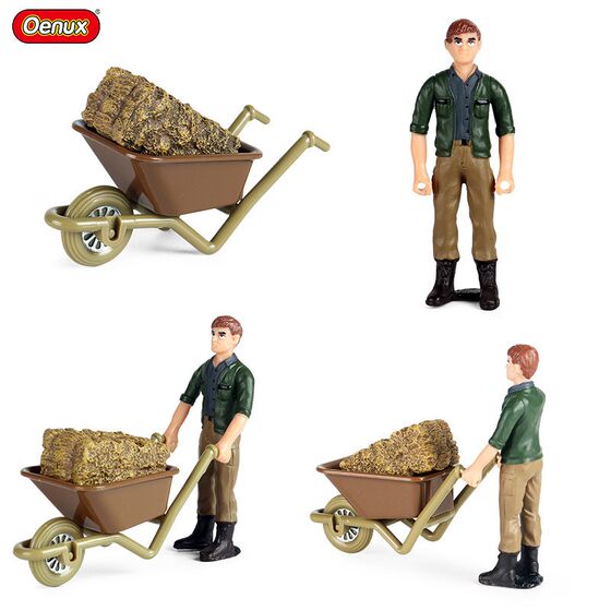 Children's toys simulation farm props trolley assembly motorcycle airship driver doll scene small model