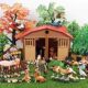 Children's Toys Pretend Play Simulation Animal Models Farm House Scene Accessories Cow Shed Micro Landscape Plants Trees