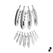 =silvarie=GOD SUNS Takahashi heritage style handmade highlight 950 sterling silver plain feather pendant silver