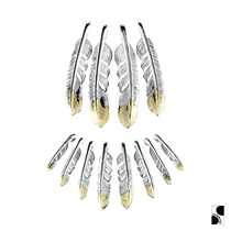 =silvarie=GOD SUNS Plain Silver First Gold SV950 Sterling Silver K18 Gold Stitching Indian Feather Pendant
