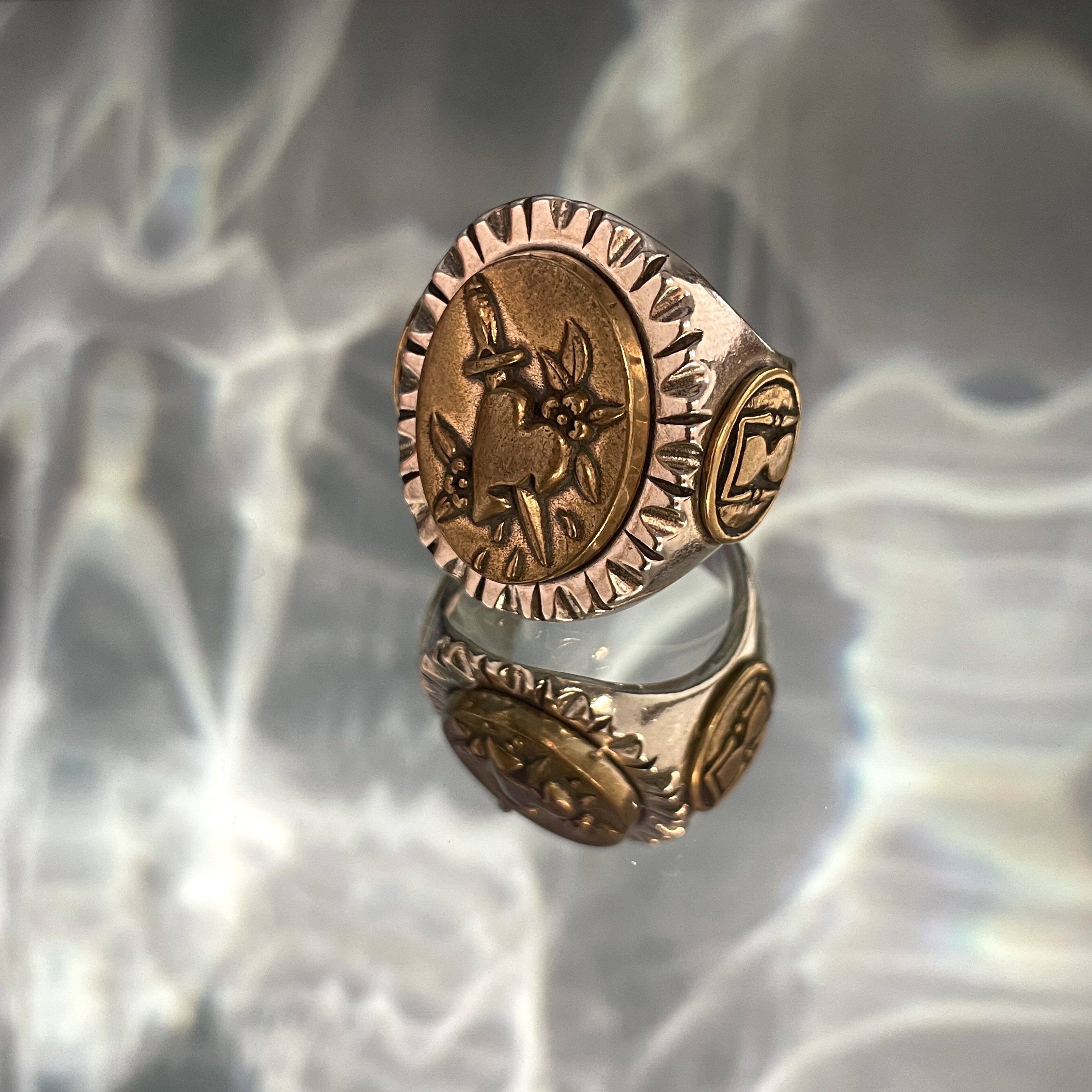 =silvarie=LHN Jewelry Sailor American Tattoo Tattoo Style Tough Guy Hardcore Dagger Heart Ring