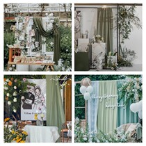 Green Pearl Snow Spinning Bu wedding background room 会mute beam bead decoration curtain curtains silk cloth