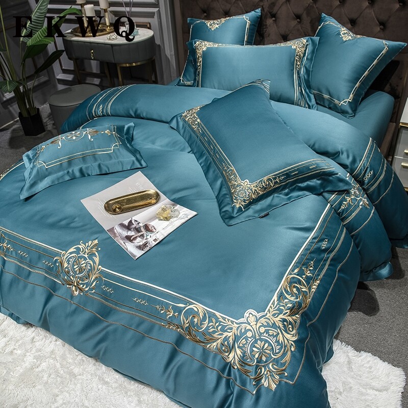EKWQ true silk four pieces of all-cotton silk European-style bed with high-end atmosphere upscale pure cotton bed goods kit