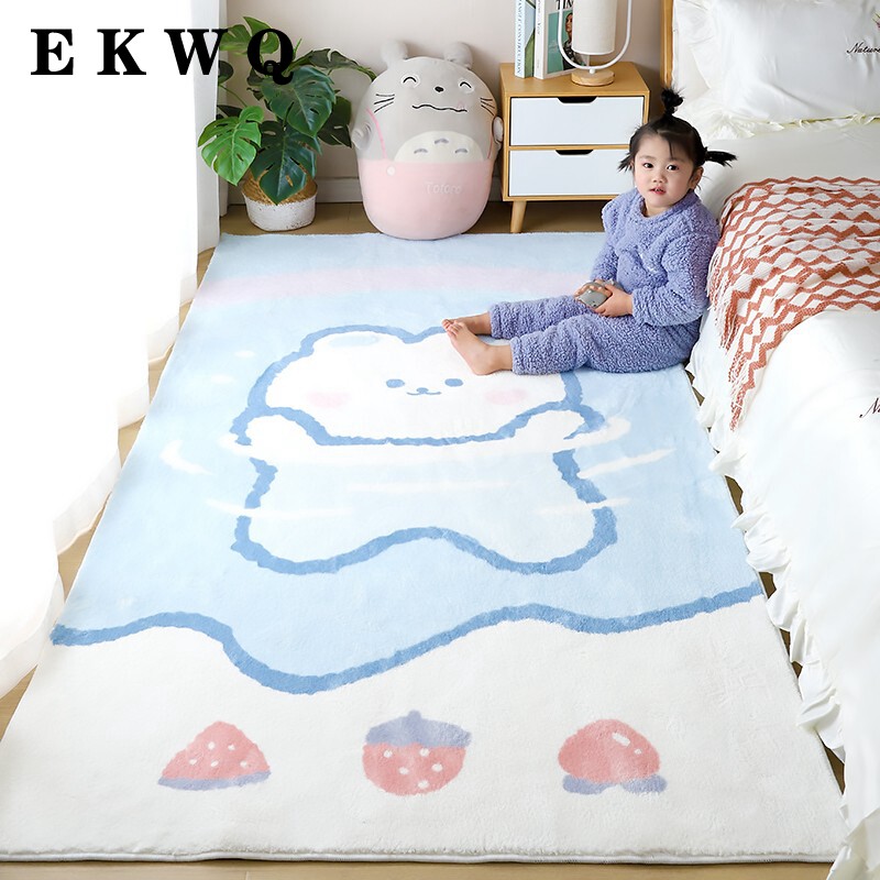 Advanced Children Rug Bedroom Bedside Blanket Room Thickening Imitation Goat suede Girl Ins Wind Home Mat Cute