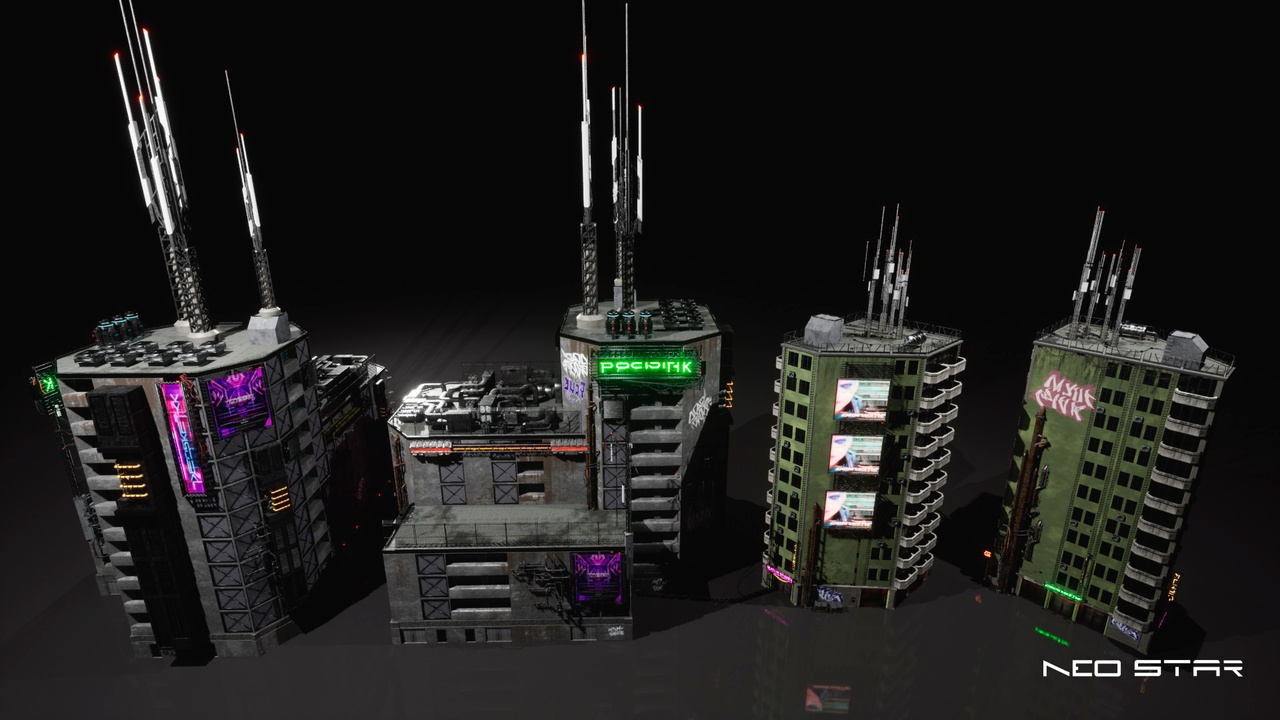 图片[17]-UE4虚幻5赛博朋克郊外废墟城市建筑场景Cyberpunk Buildings Pack-cg男孩