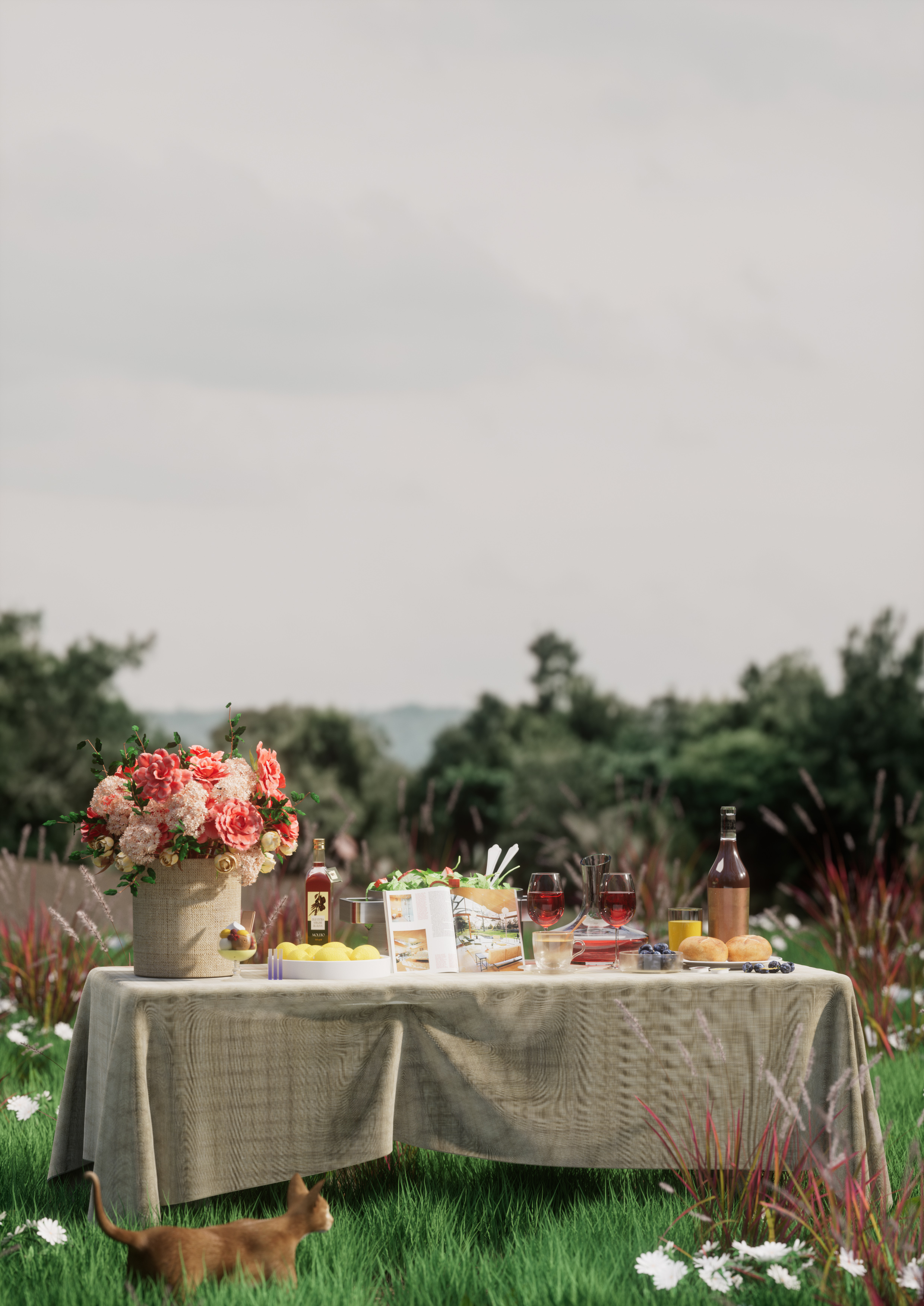 C4D户外场景野餐野炊露营3D模型场景OC渲染-cg男孩