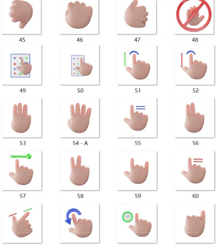 图片[4]-82个卡通风格手指3D模型资源,手势模型,blender/png/C4D/FBX/OBJ-cg男孩