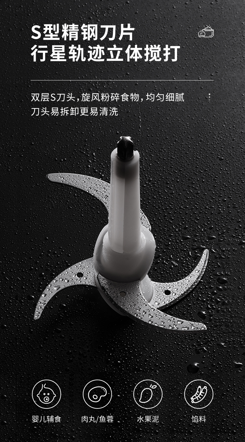 美的布谷 多功能电动绞肉机 搅碎机 2斤容量 图7