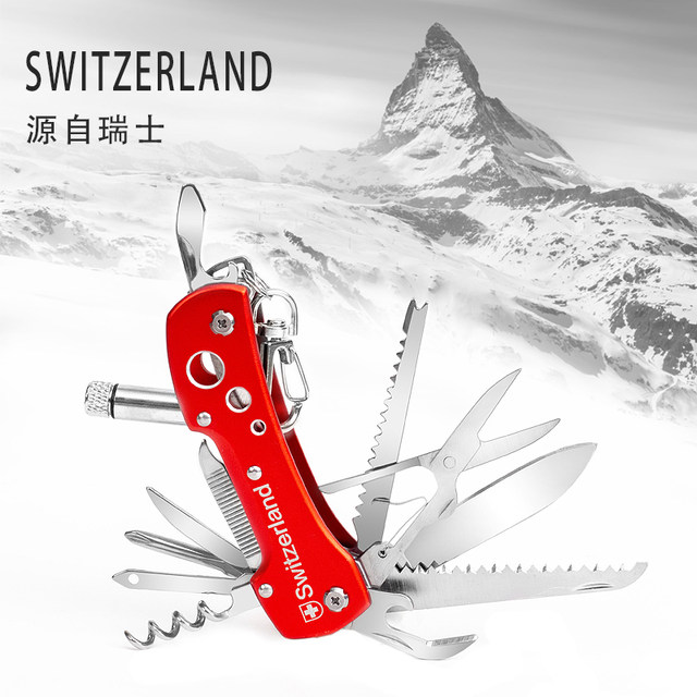 Lucerne ທີ່ລະນຶກນັກທ່ອງທ່ຽວຂອງແທ້ Swiss Army Knife 91mm multifunctional folding outdoor sergeant knife gift birthday
