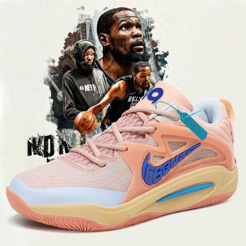 Shubeida Durant 15Th Generation Basketball Shoes Men's Air Cushion Shock-Absorbing Sports Shoes Pink Colorful Sneakers