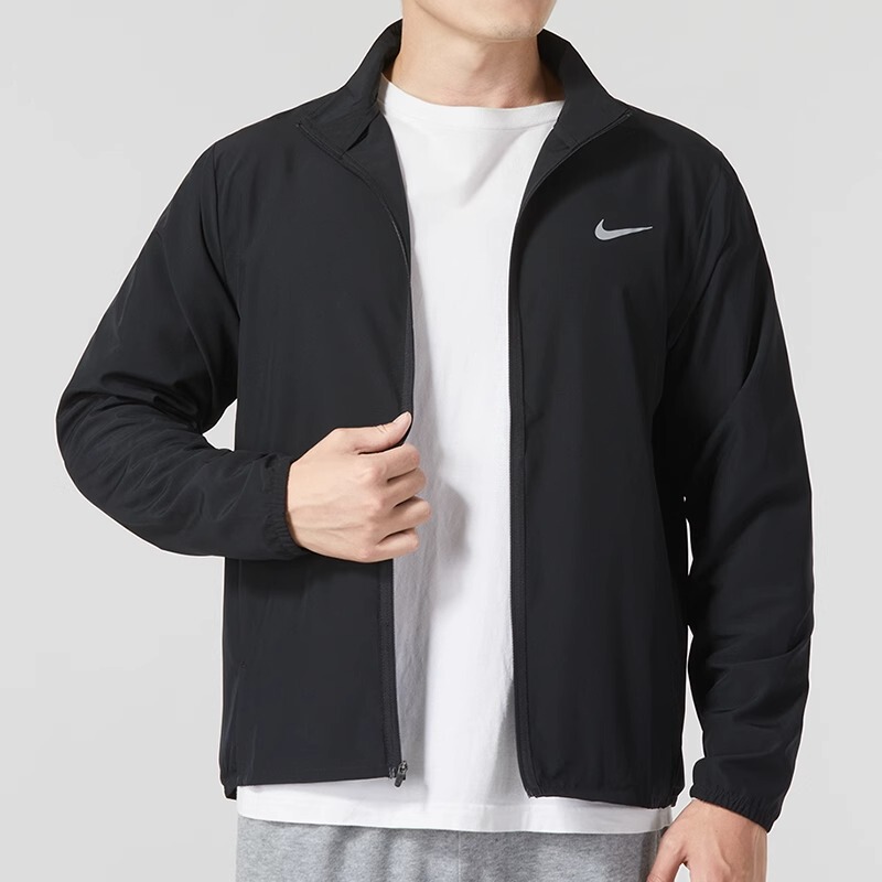 Nike Woven Quick-Drying Jacket Men's New Sports Casual Daily Black Running Stand-Up Collar Jacket Fb7500-010
