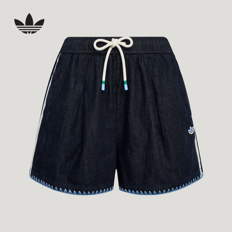Adidas Adidas Trefoil Women's Southern French Holiday Style Pure Cotton Denim Sports Shorts Kx0747 Adidas Adidas Trefoil Women's Southern French Holiday Style Pure Cotton Denim Sports Shorts Kx0747
