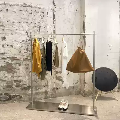 Clothing store display stand stainless steel brushed clothes bar floor-standing clothing Korean Net red women's shelf display rack