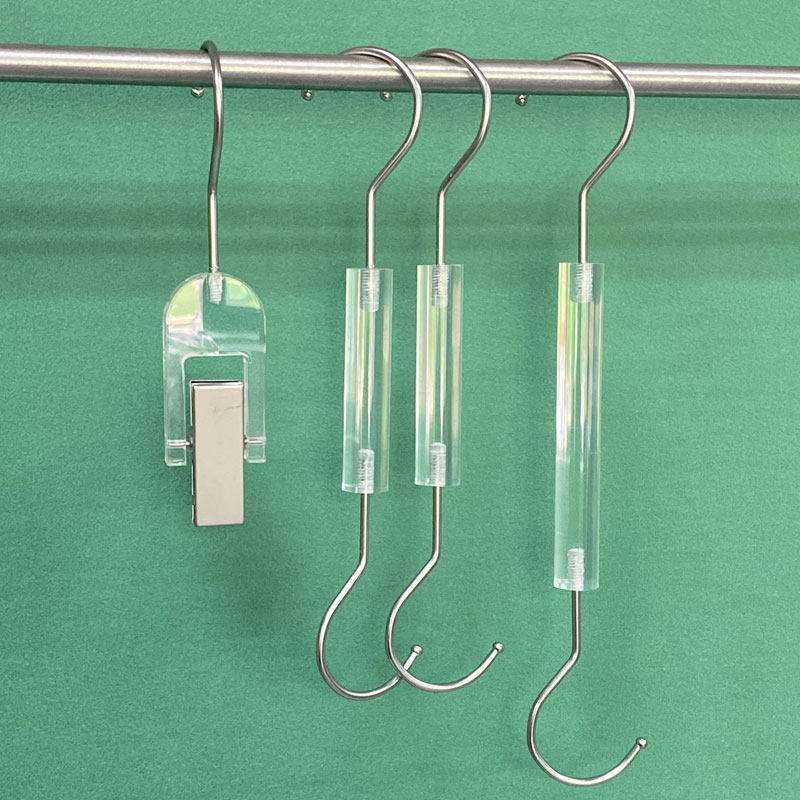 Clothing store display hook stainless steel solid wood clothes hook clip acrylic S hook Korean jeans hook bag