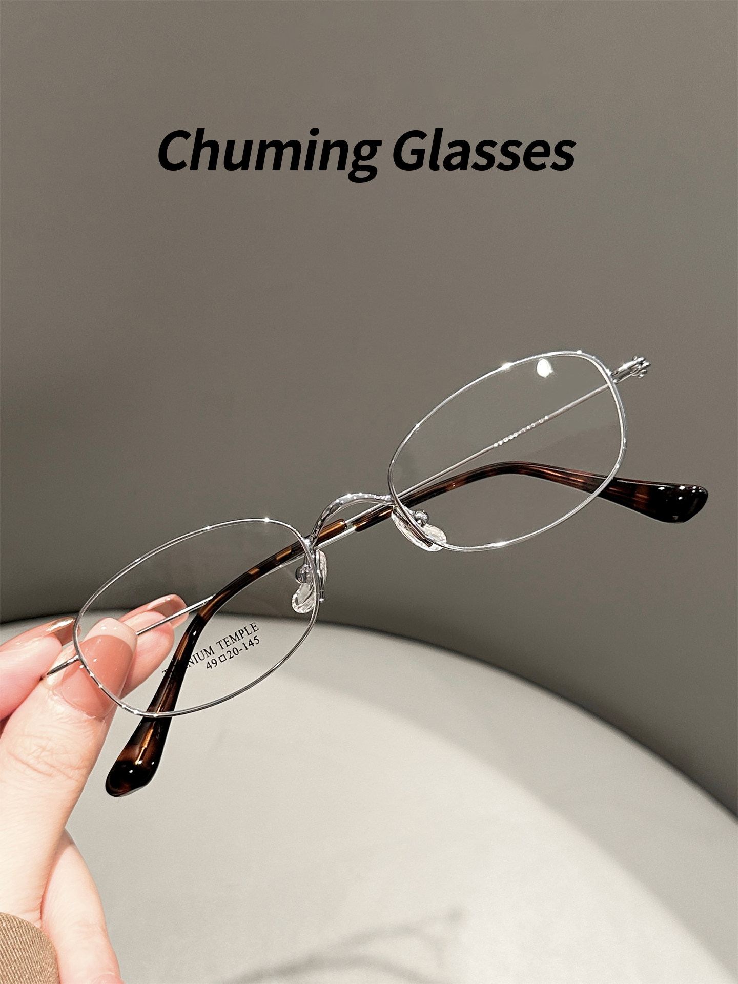 Ultra-Light Titanium Frame, Cool Silver Tortoiseshell Color, Prescription Glasses for Women, Suitable for Square and Round Faces, Makes the Face Look Smaller, Blue Light Blocking