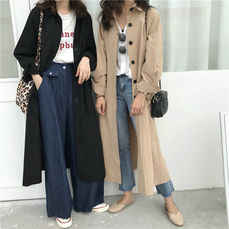2020 Spring loaded new women's clothing Inn Wind Spring autumn Harbor Wind extra-long style knee-high subthin wind coat jacket