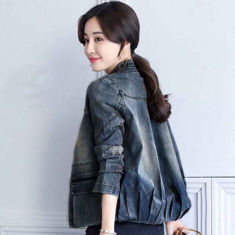 2020 Spring New Loose Denim Jacket Woman short Han version Conspicuts Slim Collar Jeans Jacket Blouses Student Tide