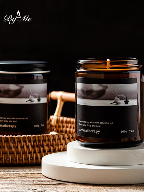 Byme Aromatherapy Series Large Brown Cup Soy Wax Scented Candle Home Bedroom Smokeless Candle Tabletop Decoration