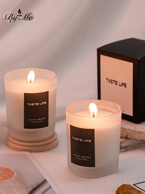 Fireless Aromatherapy Candle in Glass Cup for Bedroom, Sea Salt, Handmade Soy Wax, White Tea, Wooden Lid, Smokeless, Long-Lasting Fragrance, Gift