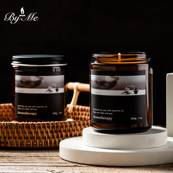 Byme Aromatherapy Series Large Brown Cup Soy Wax Scented Candle Home Bedroom Smokeless Candle Tabletop Decoration