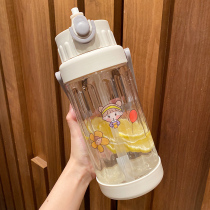 Large-capacity water cup simple and fresh Mori anti-drop sippy cup adult student Cup men and women portable sports kettle