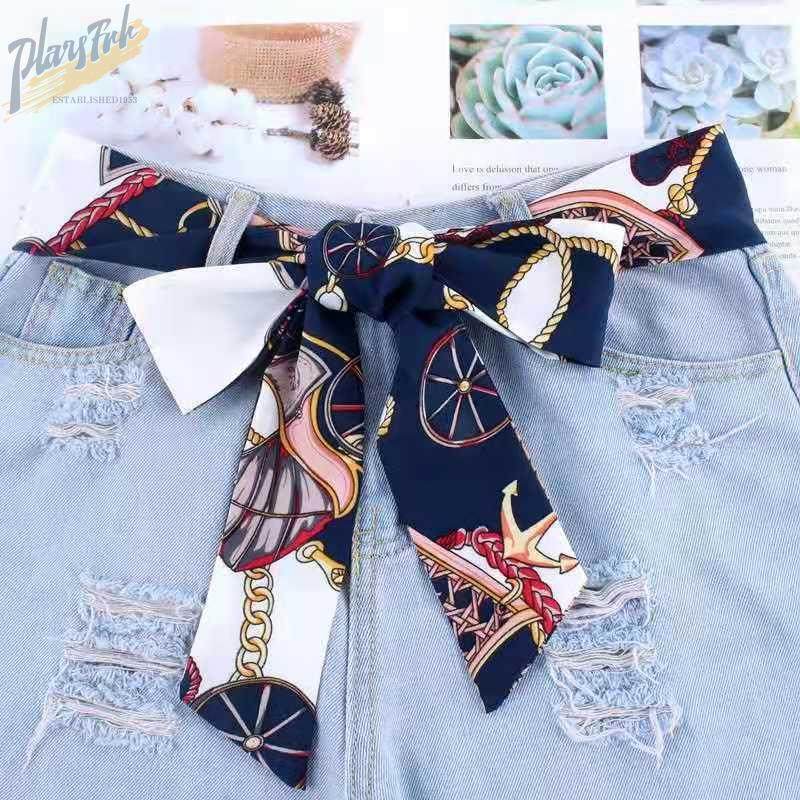 Fashion silk scarf tie belt women's decorative dress simple all-match student silk ribbon plus long trousers accessories