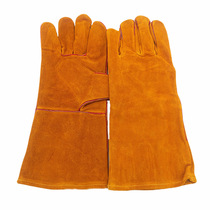 Double layer yellow hanging lining long welding gloves insulated hardware handling welding gloves labor protection