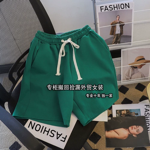 Однотонные штаны для отдыха, шорты, коллекция 2023, эластичная талия, высокая талия