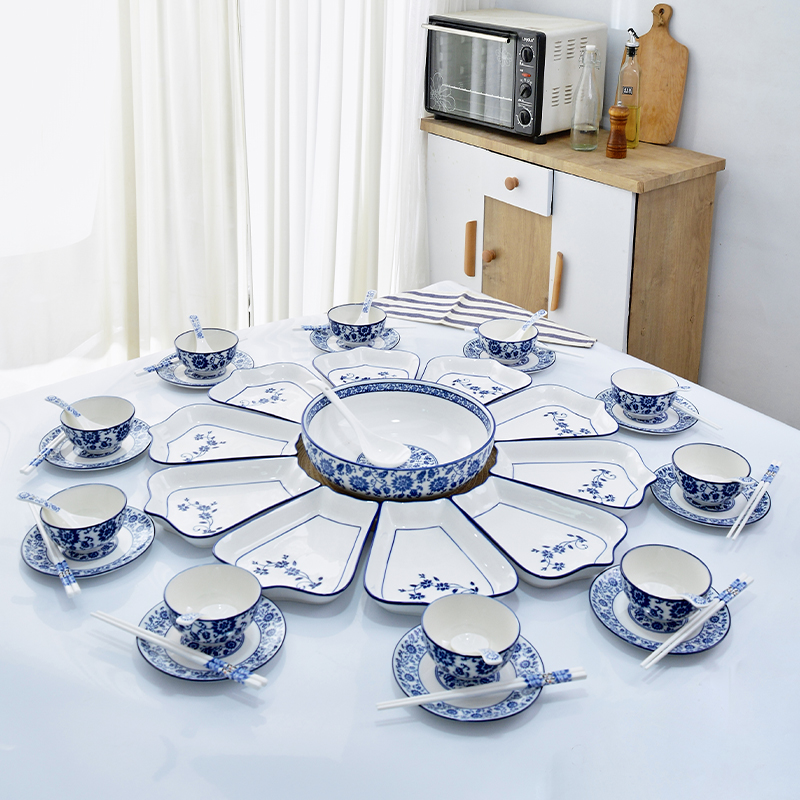 Amoy spring net red set platter tableware combination New Year dishes ceramic plate round table plate creative home plate