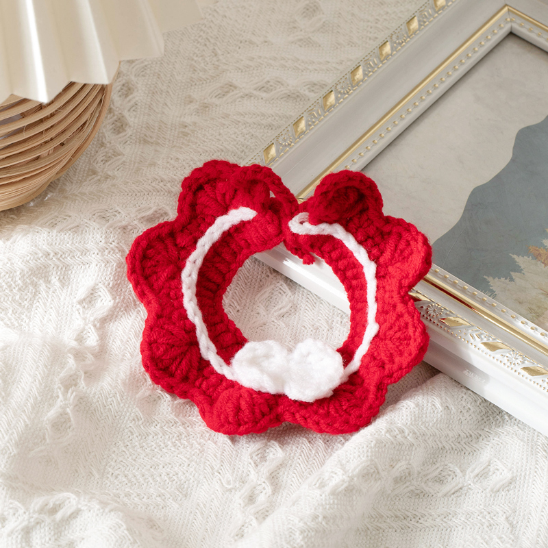 Cute Down Living cat Item Circle Woven Young Cat Neck Ring Dogs New Year Round Neck Cat Cat Neck Necklace Pet Ornaments