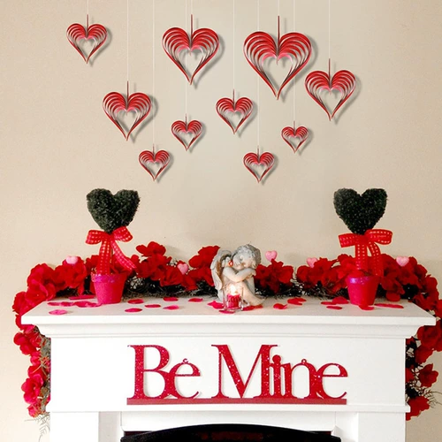 Китайский День святого Валентина, украшение потолка, трехмерный кулон в форме сердца, ювелирный магазин, потолочная композиция, подвеска в виде любви