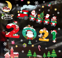 Christmas decorative window stickers Glass stickers window electrostatic stickers Christmas tree old snowman creative layout color stickers