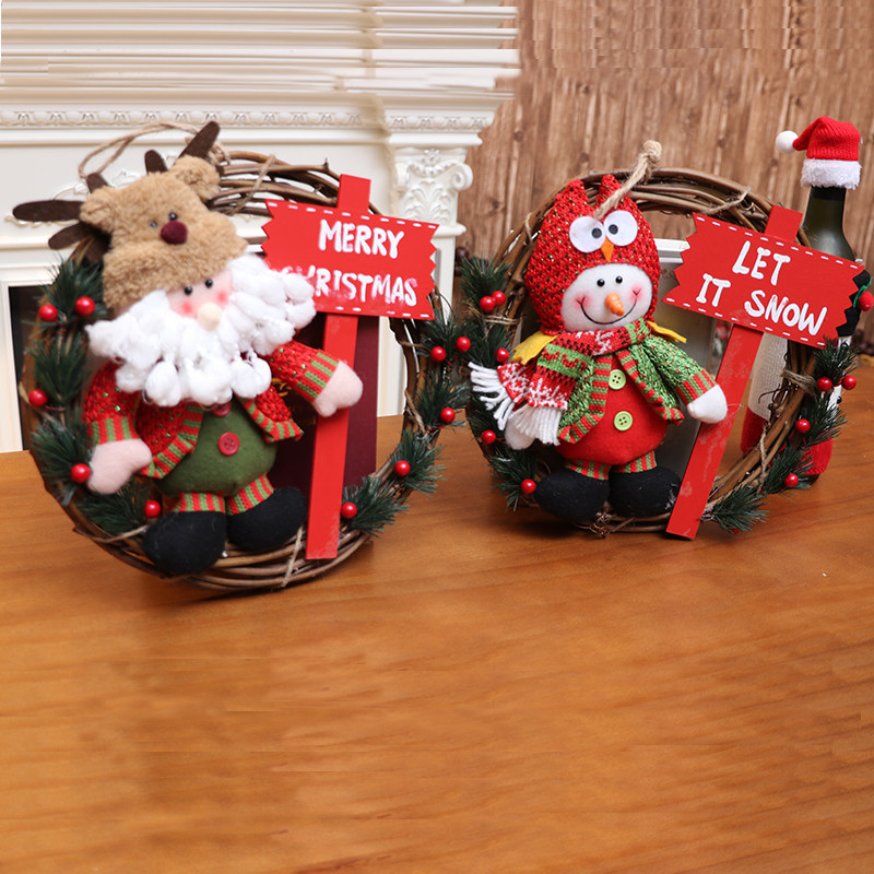 Christmas decorated garland Santa Claus door dress wall hanging snowman desktop furnished with vine lap scene layout