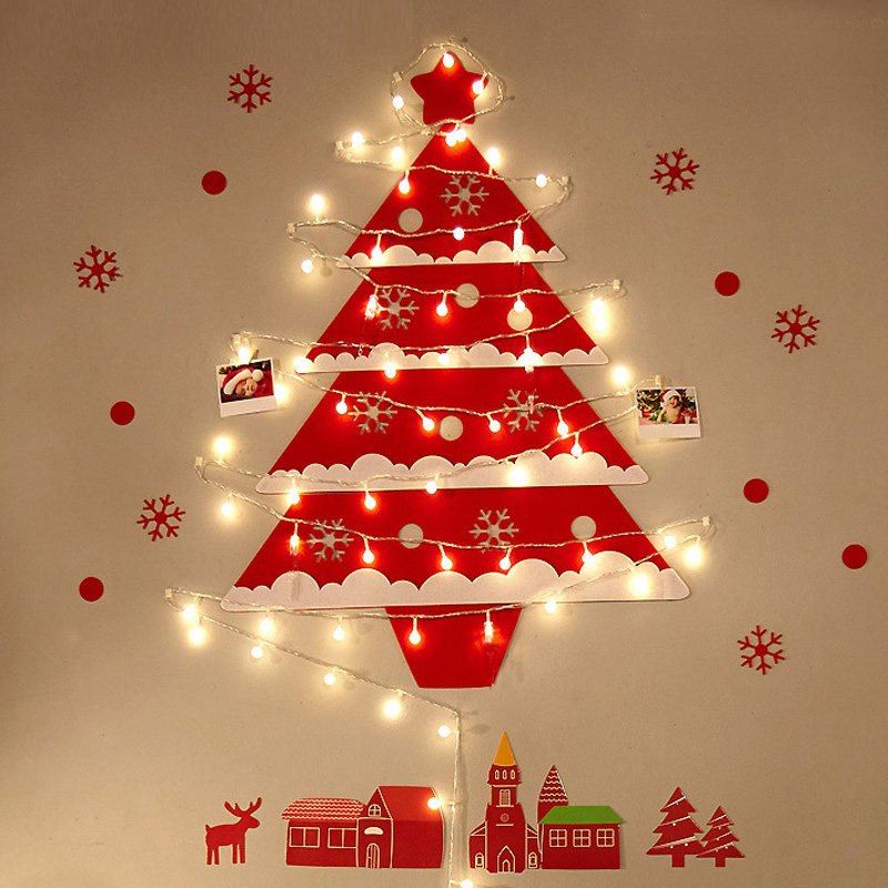 Christmas decorations felt Christmas tree creative wall costume tree with lights scene layout Christmas tree package